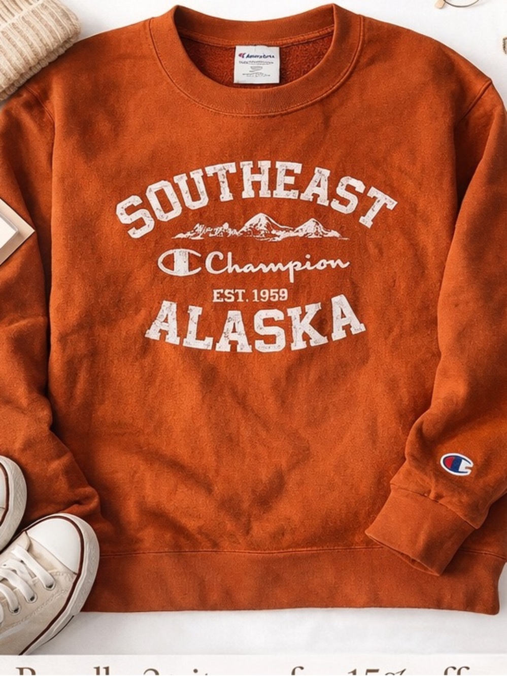 Vintage Champion Alaska Crewneck Sweatshirt Retro Graphic Pullover Streetwear 2X - Picture 4 of 14